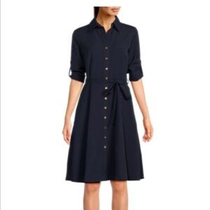 Sharagano deep navy button up dress